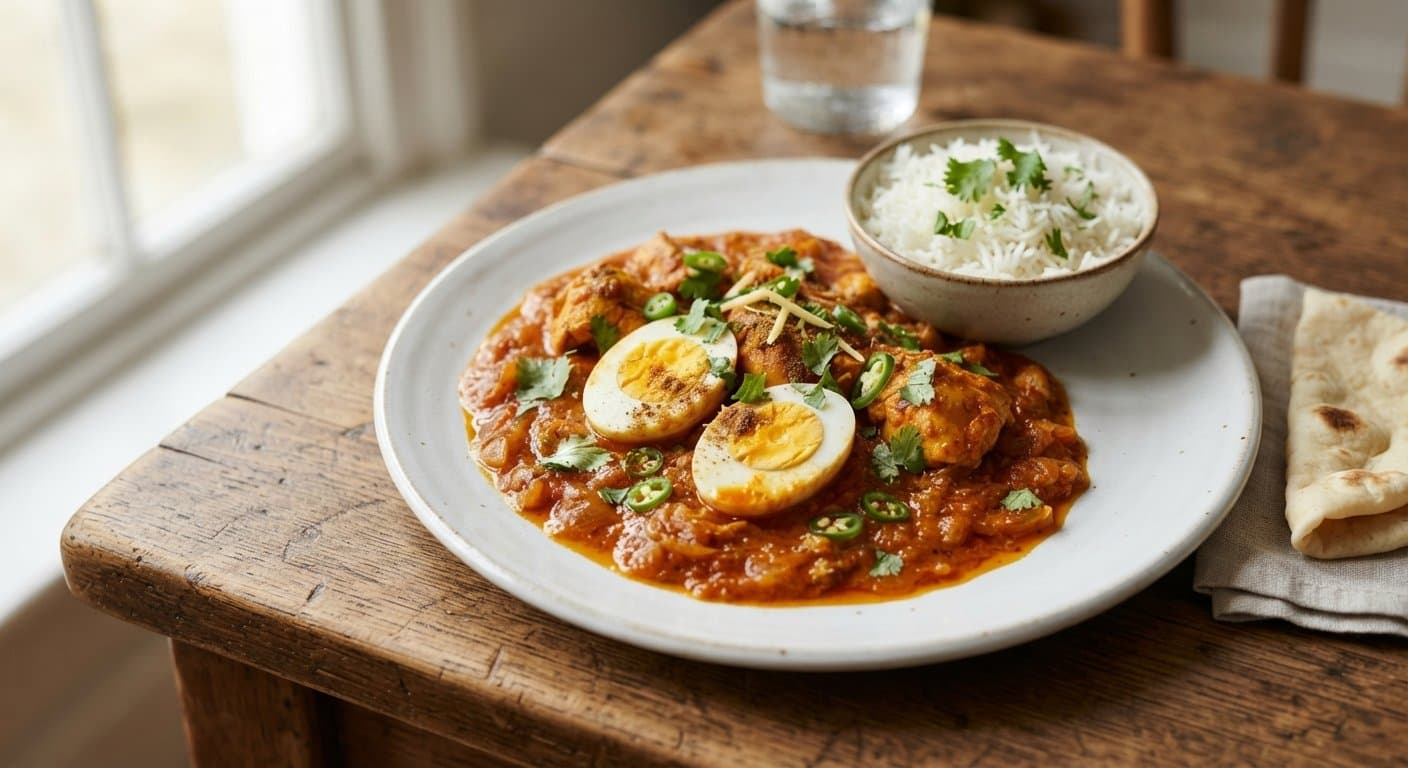 Tomato Chicken Curry with Boiled Eggs