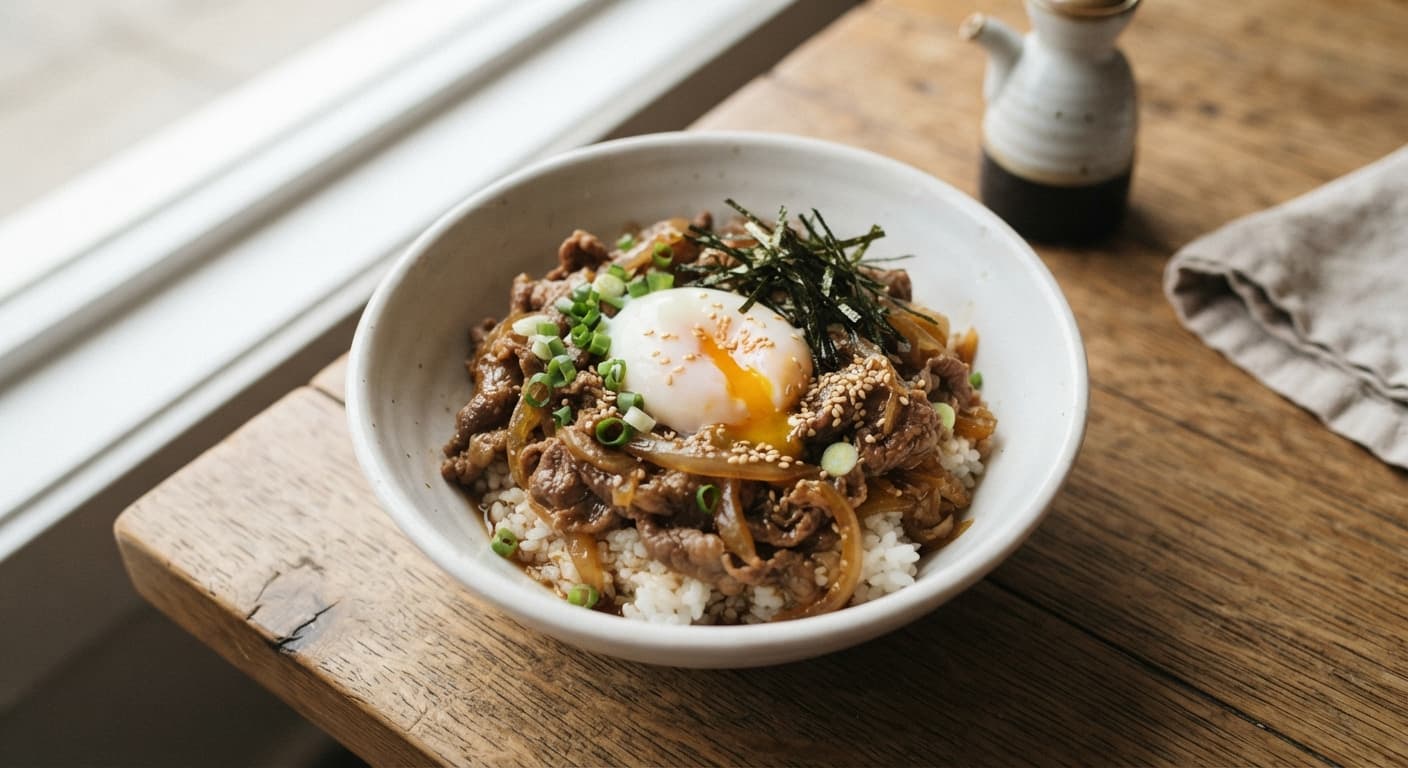 Gyudon-Style Beef and Egg Bowl