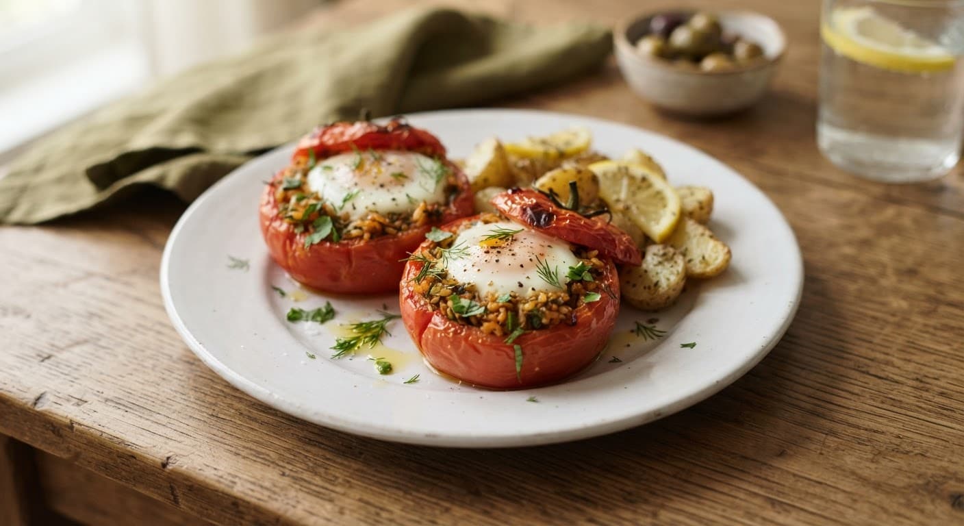 Gemista-Style Stuffed Tomatoes with Eggs