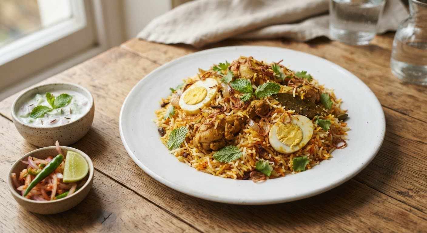 Chicken Biryani with Tomato and Egg