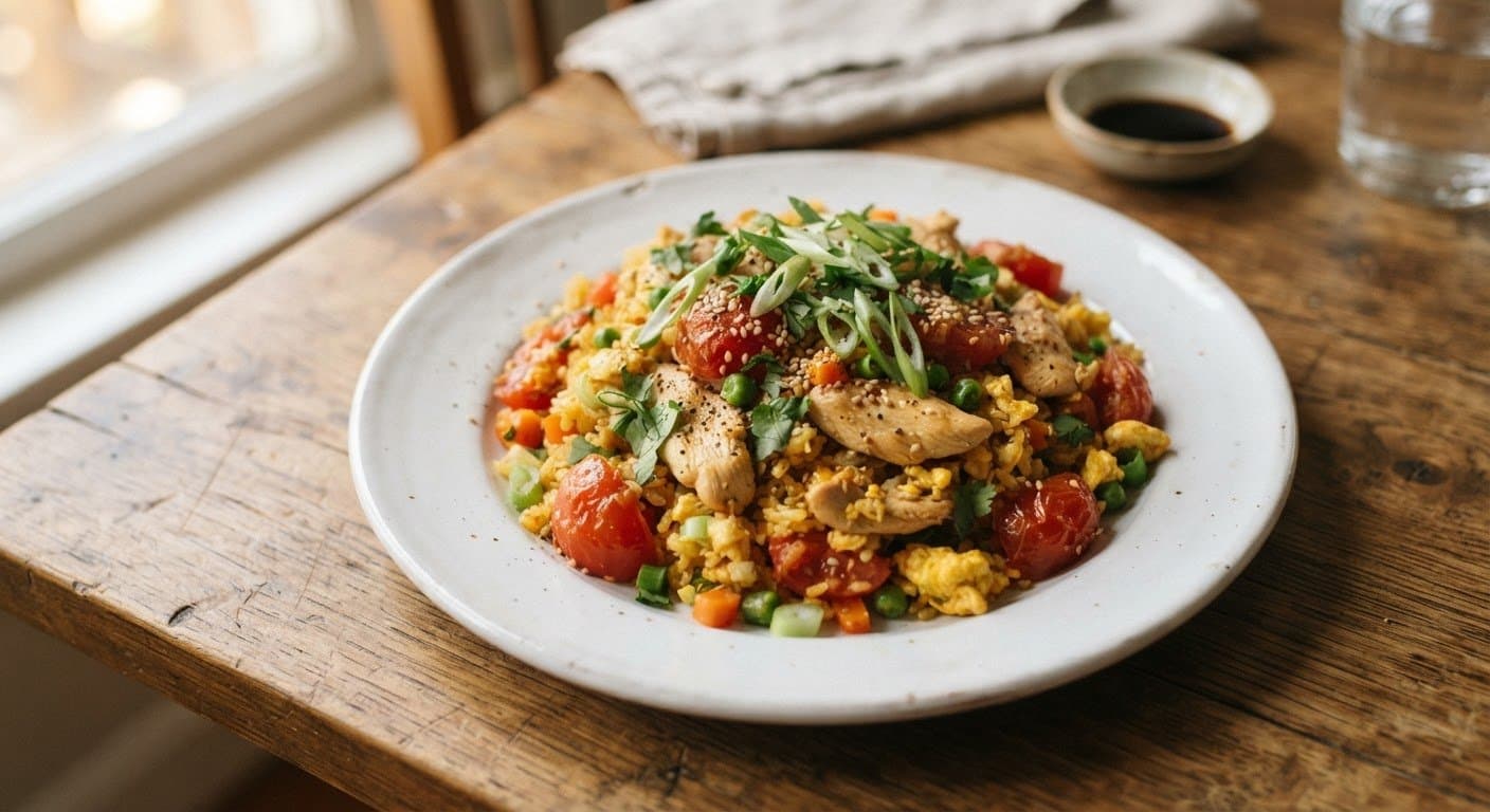 Chicken and Tomato Egg Fried Rice