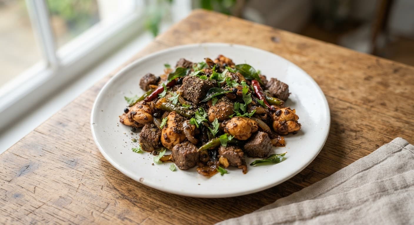 Chicken and Beef Pepper Fry