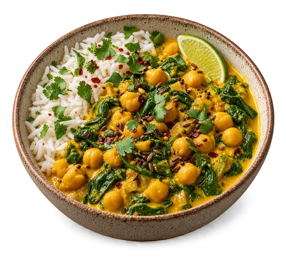 A bowl of curry with rice